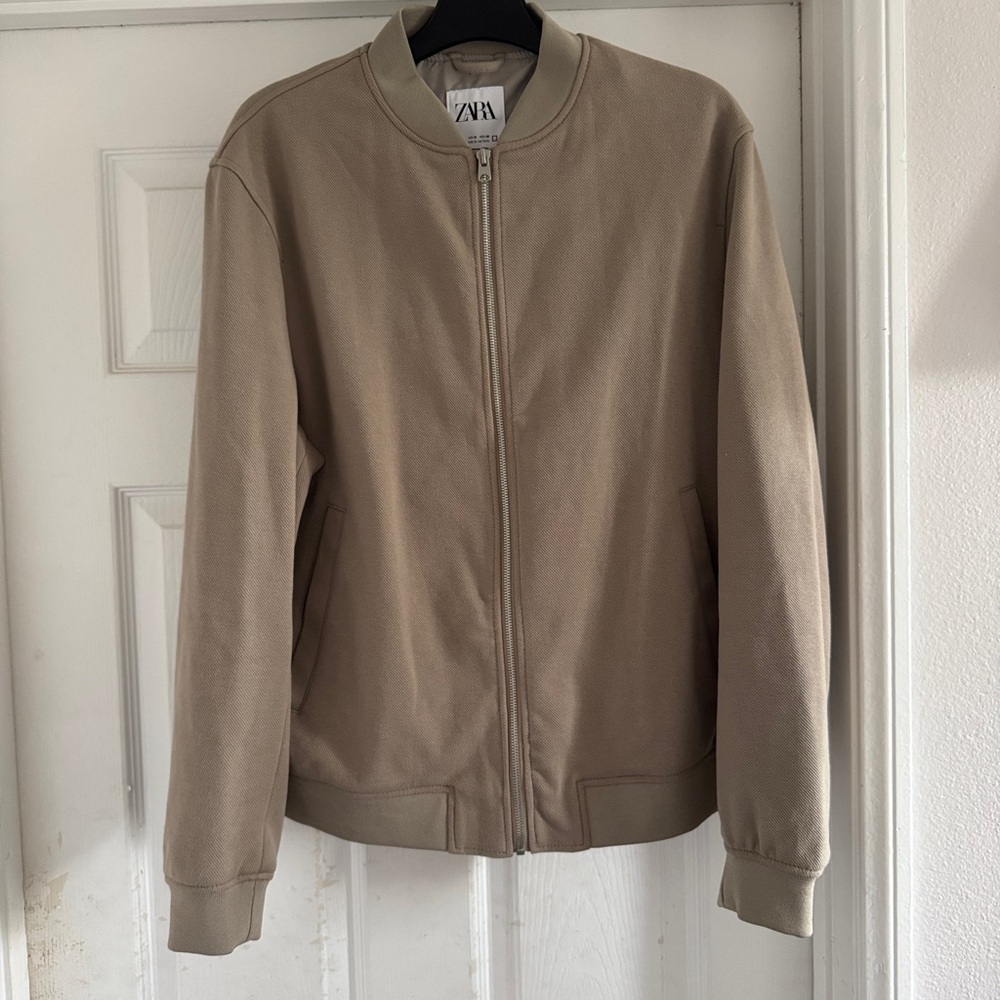 Zara Men's Beige Bomber Jacket